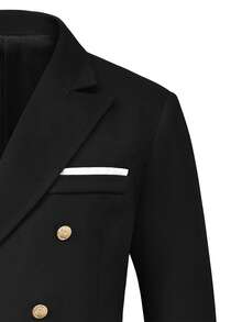 Manfinity Mode Men's Black Double-Breasted Notched Lapel Woven Twill Suit Set Men S Two Piece Jacket Suit Men Tuxedo Set Men Double Breasted Suit Men 2 Piece Set Lapel Men Black Two Piece Set Old Money,Daily Leisure, Weekend Trips, Outdoor Activities, Travel Expeditions, Relaxed Work Environments Or Semi-Formal Occasions,Boyfriend/Husband Gift, Anniversary Gift Christmas Outfits Men S Classy Clothes Double Breasted Blazer Men Men Blazer Suit Black And Gold Men Suit