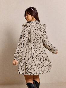 Elaquor Modisches Langarm-Kleid mit Allover-Muster in Große Größen, Herbst - Verschiedenfarbig - Übersicht 2