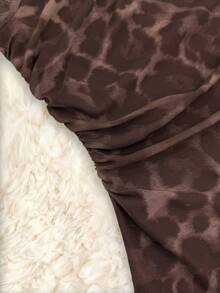 Franclia 女士时尚豹纹网纱露肩长袖上衣 - 棕色 - 查看 3