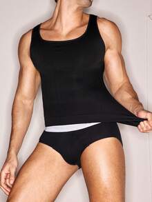 Manfinity Underwear&Sleepwear Basics 2件装加大码男士塑身压缩内衣，运动健身塑形背心