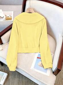 Franclia 立领拉链落肩上衣 + 拼接斜插口袋休闲裤 - 黃色 - 查看 2