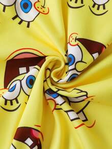 SpongeBob SquarePants | SHEIN Women's Cute Cartoon Pattern Loose Fit Batwing Top And Shorts Pajama Set, Summer