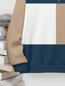 男童休闲宽松舒适长袖卫衣，适合秋冬季节穿着，图案T恤，X码，童装 - 彩色 - 查看 4