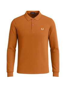 Fred Perry Men's Long Sleeve Polo Shirt Orange - Marmalade - View 1