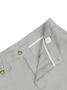 Calvornis Manfinity Bizforma 男士灰色西装裤，商务休闲百搭长裤，双环腰带设计，时尚百搭 - 灰色 - 查看 5