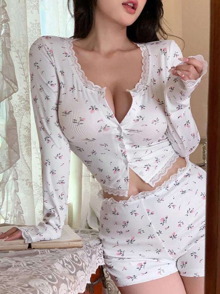 1pc White Jacquard Comfortable Homewear Set White Pajama Set, Fall Winter Clothes