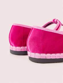 CUCCOO DOLLMOD Women's Elegant Velvet T-Strap Mary Jane Flat Shoes, Peach Pink - Pink - View 9