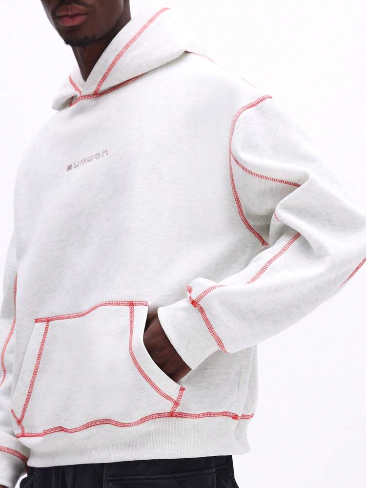 Boxy Hoodie With Contrast Stitching