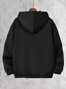 Vacaura 1pc Teenage Boys' Hooded Zip-Up Jacket With Letter Print Accent, Suitable For Outdoor Spring/Autumn