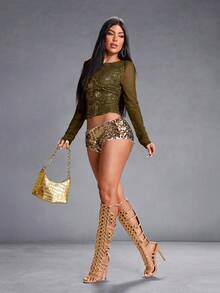 CUCCOO SZL Women's Fashionable Hollow-Out Ornate High Heel Sandals Valentine's Day - Gold - View 4