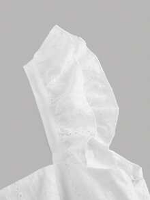 SHEIN MOD 白色镂空腰部夏季长裙、荷叶边袖、后领结、毕业礼服、派对礼服、夏季女式挤奶女工装、蝴蝶结连衣裙、波西米亚风连衣裙、长裙、沙滩裙、白色连衣裙、刺绣连衣裙、乡村音乐会连衣裙、早午餐连衣裙、白色长裙、早午餐连衣裙 - 白色 - 查看 3