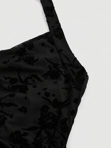 SHEIN MOD 黑色复古露背连衣裙，适合女士，秋冬服装，秋季女装，女士锐舞节服装，女巫风格服装，音乐会女装，演出服 - 黑色 - 查看 3