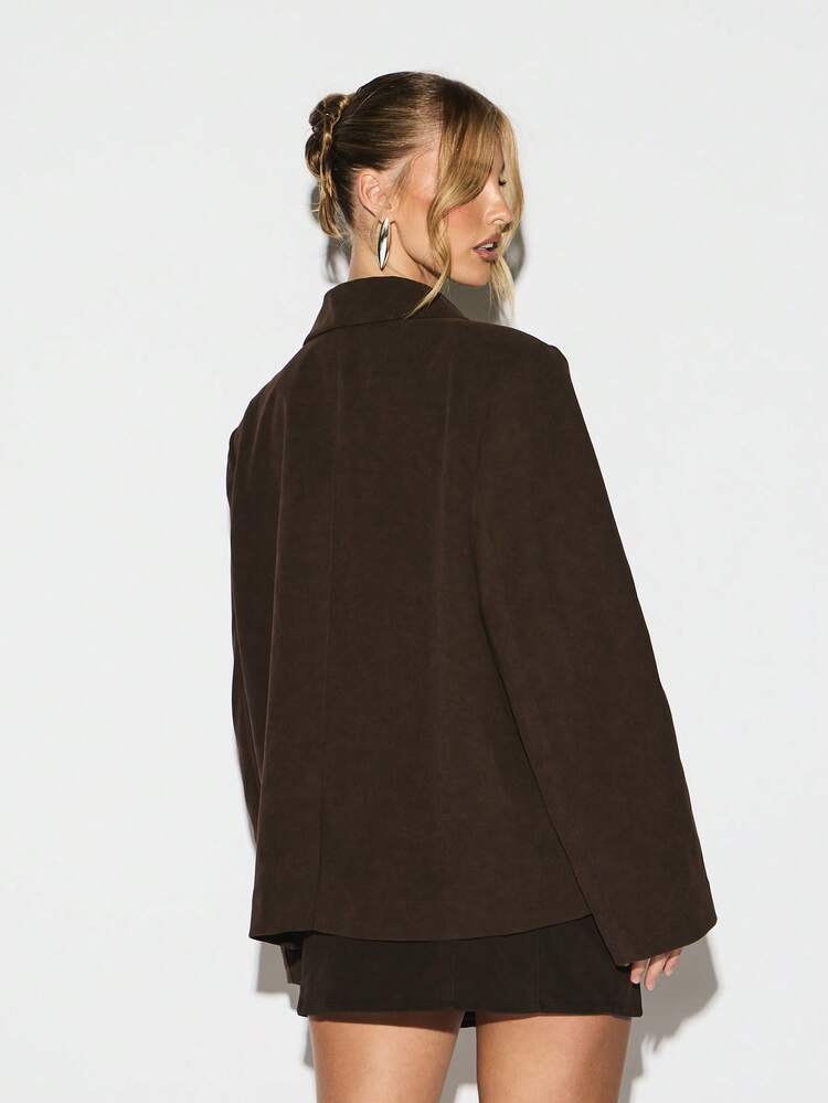 KIZN Blazer con solapa ancha y hombros anchos con cierre de botón y silueta a la altura de la cadera para otoño e invierno, atuendo casual de negocios, oficina y formal