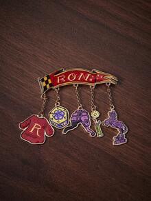 HARRY POTTER X SHEIN 1pc Fashionable Women's Cute Cartoon Series Brooch, Lightweight Luxury Niche, Casual Stylish, Suitable For Party, Concert/Festival - Gold - View 1