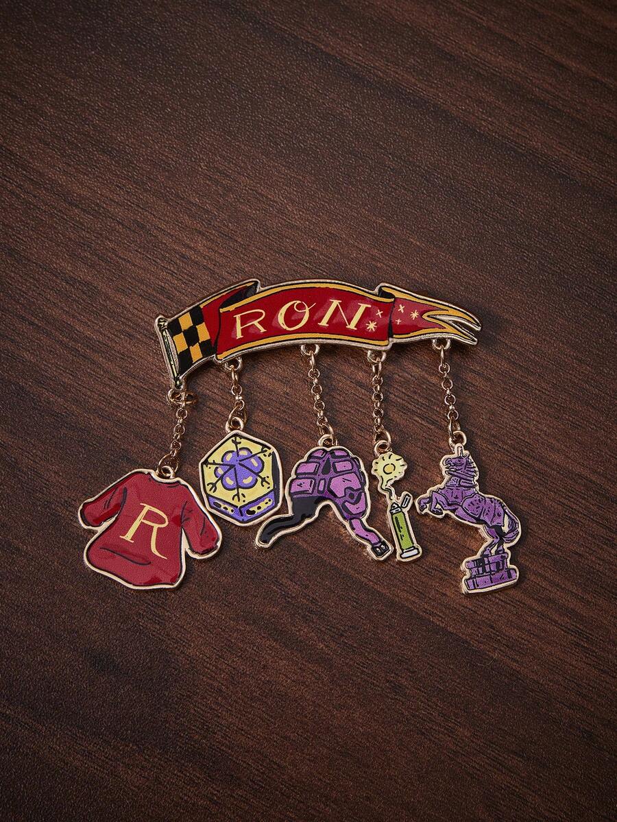 HARRY POTTER X SHEIN 1pc Fashionable Women's Cute Cartoon Series Brooch, Lightweight Luxury Niche, Casual Stylish, Suitable For Party, Concert/Festival - Gold - View 1