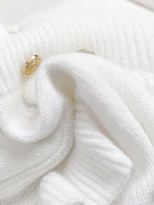 GlowEve CURVE Plus Size Women's Solid Color Round Neck Bell Sleeve Button Design Elegant Knitted Dress, Autumn/Winter