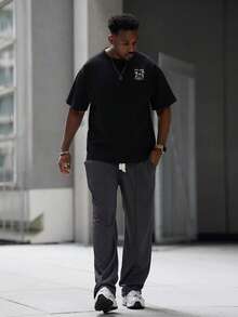 Heavens Edit 男士时尚印花宽松短袖T恤 | 优雅设计 | 夏季必备 | 轻松搭配，展现你的风格 - 黑色 - 查看 1