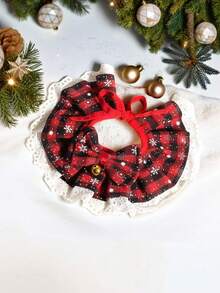 PETSIN 节日宠物围巾，铃铛猫狗围巾，欧根纱蕾丝猫狗围巾，宠物围巾，适合中小型犬，各种猫