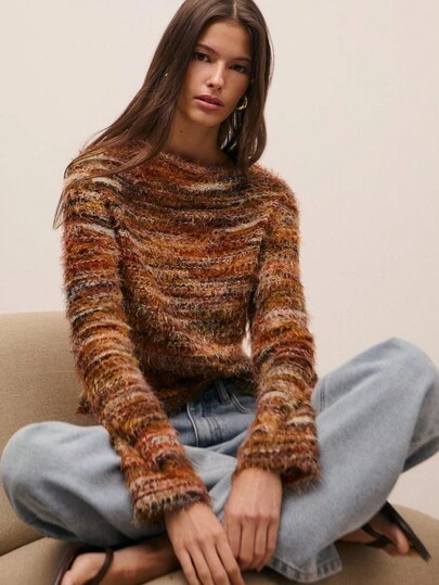 Nöista Soft Textured Striped Knit Sweater With A Cozy Feel, Offering A Fashionable And Versatile Layer For Women's Spring Break Outfits Outfits, Perfect For Stylish Casual Looks, Relaxed Night-Out Dressing, Festive Birthday Outfits For Women Clothes Styling And Polished Valentine's Day.