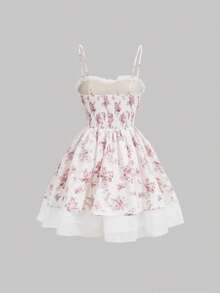 SHEIN MOD Women'S Printed Floral Patchwork Spaghetti Strap Dress - Multicolor - View 2