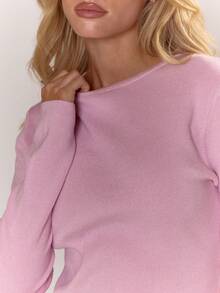 MUSERA Pull col rond tricoté à manches longues, décontracté pour les vacances, l'aéroport, les jours fériés, la rentrée scolaire en hiver, élégant pour le printemps et l'été - Lilas - Voir 6