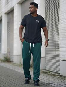 Heavens Edit Pantalones deportivos casuales de punto recto con bolsillos y cordón en la cintura para hombre, primavera y otoño - Verde - Ver 1