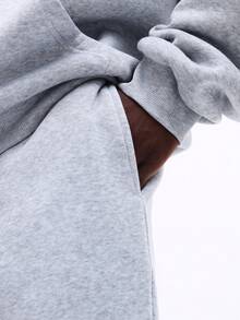 SUMWON Conjunto de sudadera con capucha y pantalón jogger con puños a juego en gris claro jaspeado con detalles de cordón - Gris - Ver 7