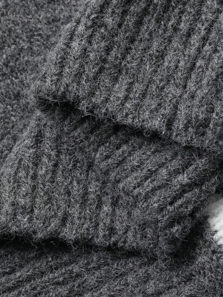 Tween Girls' Round Neck Color Block Casual Korean Style Loose Fit Long Sleeve Sweater, Autumn/Winter