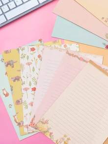 SHEIN Animal Theme Stationery Set With Writing Paper & Envelopes,A5 Writing Paper , Cute Stationery Kit Suitable For Love Letters, Invitations, Graduation Ceremony, Greeting Cards