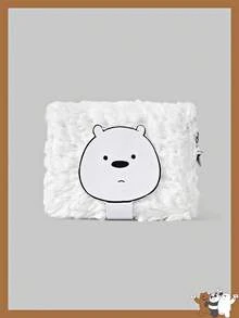 We Bare Bears X SHEIN A Yellow Plush Five-Pointed Star Pull Tab Fashion Cute Portable Change Purse
