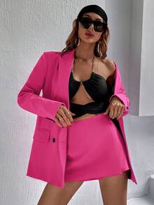 GENKIRA Áo khoác  âu phục nữ Nút màu trơn Thanh lịch - Màu Hồng Tươi - Xem 7