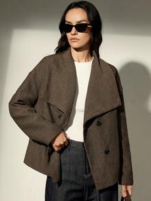Aveloria Modichic Fashionable Design Sense Casual Turndown Collar Double-Breasted Short Coat Jacket - Multicolor - View 6