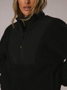 Musera Sport Sport Oversized Half Zip Fleece Padel Autumn Fall Winter Activewear Sport Gym Workout Explorer - Black - View 6