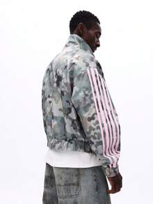 SUMWON Áo khoác gió ngụy trang dáng crop fit có tay áo sọc hồng và cổ cao thích hợp mặc ngoài trời thường ngày - Nhiều màu - Xem 2