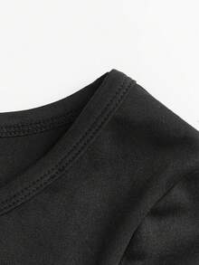 SHEIN EZwear Damen einfaches kurzärmeliges schwarzes enges Basis-Langarmshirt mit rundem Ausschnitt für den Sommer