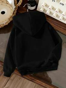 Sparklyn Hanorac cu mânecă lungă, casual, la modă, amuzant, minimalist, cu grafică "67", pentru fete preadolescente, potrivit pentru ieșiri, sport, școală, toamnă/iarnă - Negru - Vizualizare 2
