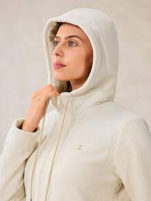 OutZeal Veste d'hiver thermique pour femmes en polaire, manches longues, capuche, zip, poches, idéale pour le camping, la randonnée et les activités de plein air en hiver - Blanc - Voir 11