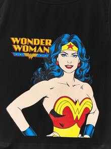 DC Women Core X SHEIN Women's Casual Hero Cartoon Character And Letter Printed Tank Top, Summer Suitable For Going Out - Black - View 6