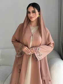 Yasmyna Women's Elegant Floral Embroidered Abaya Dress Modest Butterfly Abaya Abayas Dubai Luxury