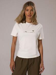 Musera Sport قميص رياضي فضفاض مطبوع برسومات رياضية، ملابس رياضية شتوية لرياضة البادل، ملابس رياضية للجيم والتمارين والاستكشاف - أبيض - مشاهدة 1