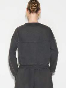 KIZN Áo nỉ cardigan tay dài cổ chữ V cài nút phía trước có chi tiết móc kim loại cỡ lớn thường ngày thu đông - Xám - Xem 2