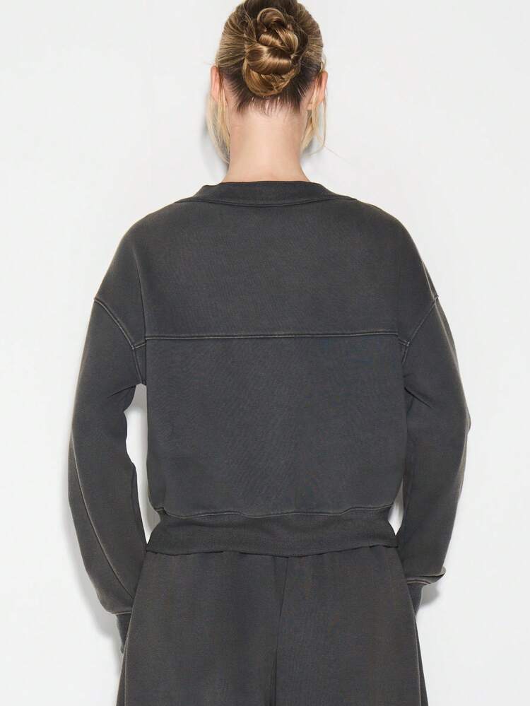 KIZN Button Front V-Neck Cardigan With Metal Tab