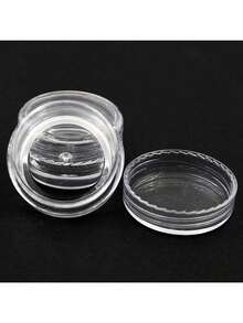 30pcs 3/5 Gram Sample Containers Empty Plastic Cosmetic Pot Jars For Eye Shadow Nails Powder Jewelry Cosmetic Lip Balm Lip Gloss Cream Lotion , Tiny Sample Jars, Transparent Round Plastic Small Box Storage Lip Balms, Lotion, Powder - Clear - View 3