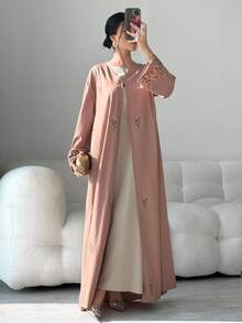 Yasmyna Women's Elegant Floral Embroidered Abaya Dress Modest Butterfly Abaya Abayas Dubai Luxury