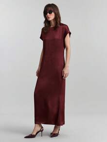 Ontre Đầm dài mới mùa Xuân/Hè 2026, đầm công sở thường ngày thanh lịch, đa năng dành cho nữ, phù hợp cho đi làm, công sở thường ngày, dự đám cưới, đầm dài bằng satin màu hồng thanh lịch. - Hồng - Xem 5