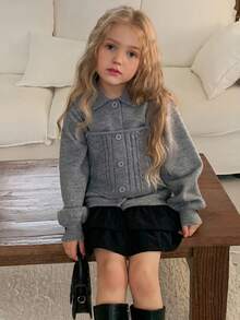 DAZY Young Girl 2 In 1 Turtleneck Long Sleeve Sweater, Autumn/Winter - Grey - View 5