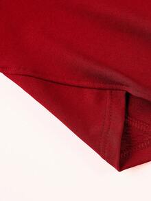 Manfinity Homme Men's Letter Print Asymmetrical Hem Drawstring Hoodie - Red - View 3