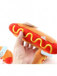 PETSIN 互动式毛绒热狗磨牙玩具，带沙沙声和柔软耐嚼的质地 - 耐用毛绒狗，适合小型、中型和大型犬 - 可爱的磨牙益智玩具，无需电池/易于清洁，适合所有犬种的耐嚼宠物玩具 - 彩色 - 查看 9