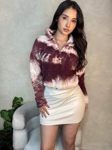 Sudadera/Suéter Polar de Borreguito , Cuello Alto con Cremallera de Cuarto y Estampado - Multicolor - Ver 4