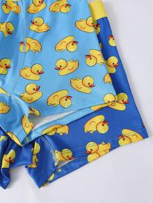 Teen Boys Trunks-Swim Trunks Boxer Brief Yellow Duck Print Blue Light Blue Two Pack Elastic Waistband Four Season 2026 New Year Essential Versatile And Comfortable Warm And Cute Style - Multicolor - View 5